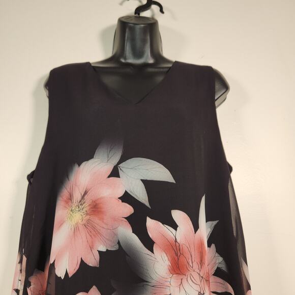 COLDWATER CREEK Sleeveless Shift Mini Dress Women 16 Multi Floral Split Flowy - Picture 9 of 12